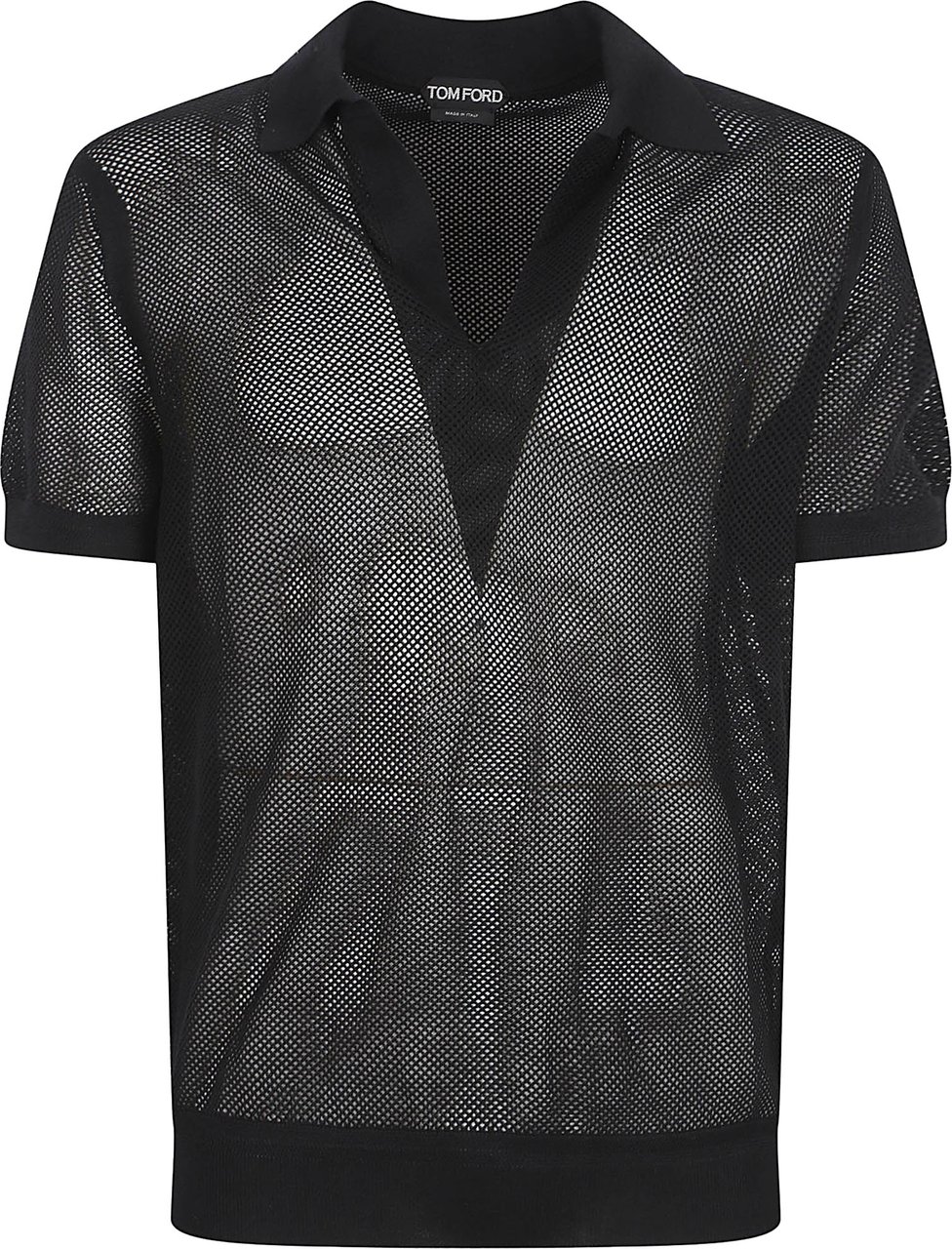 Tom Ford Semi-Transparent Black Polo Shirt Zwart