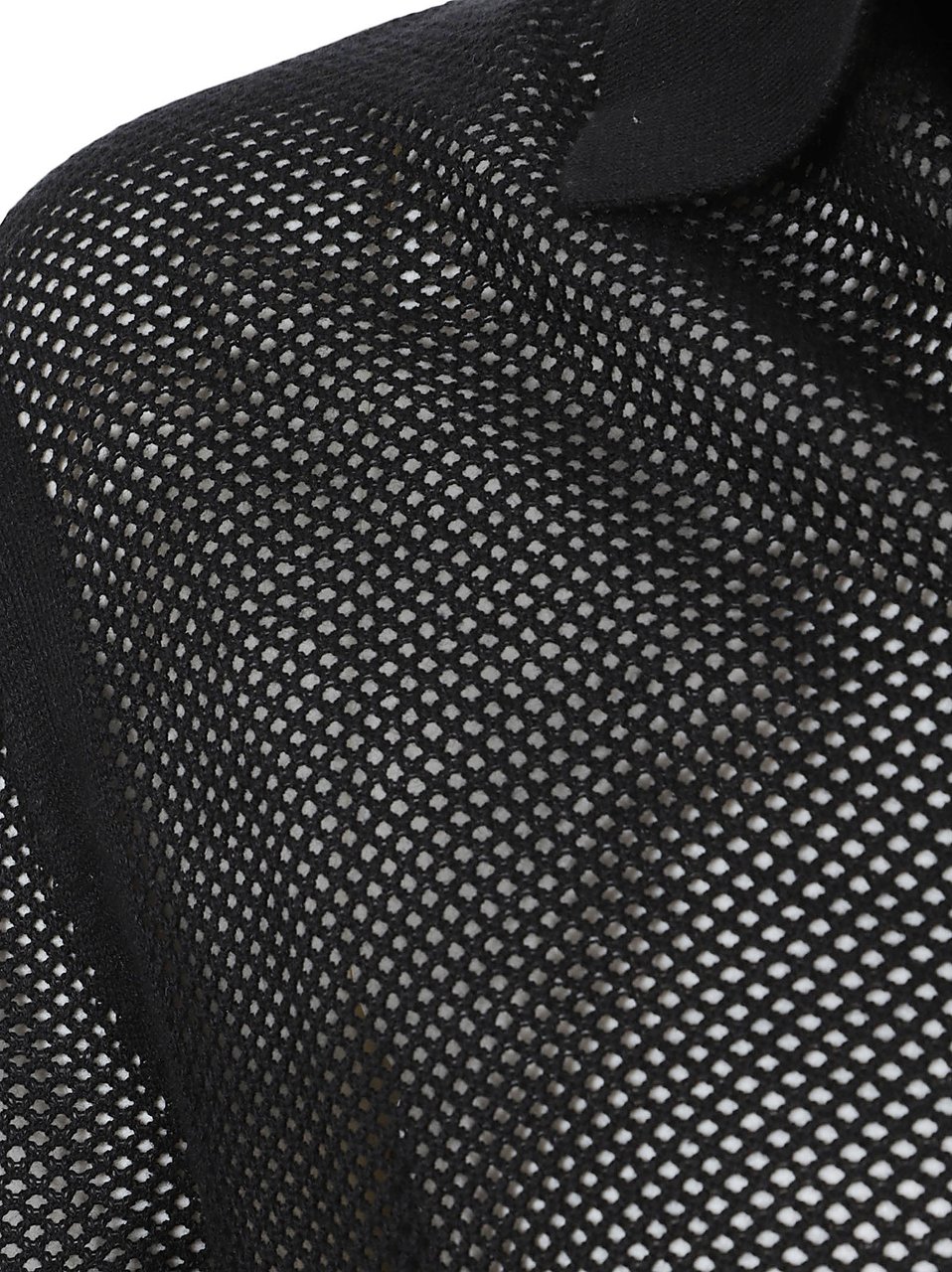 Tom Ford Semi-Transparent Black Polo Shirt Zwart