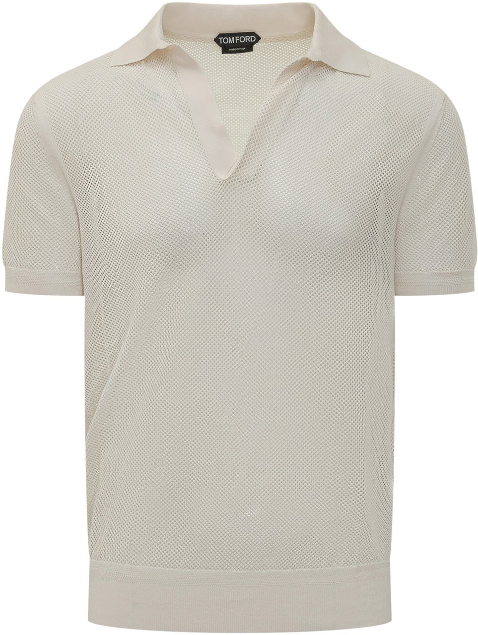 Tom Ford Polo Senza Bottoni a Maniche Corte Wit