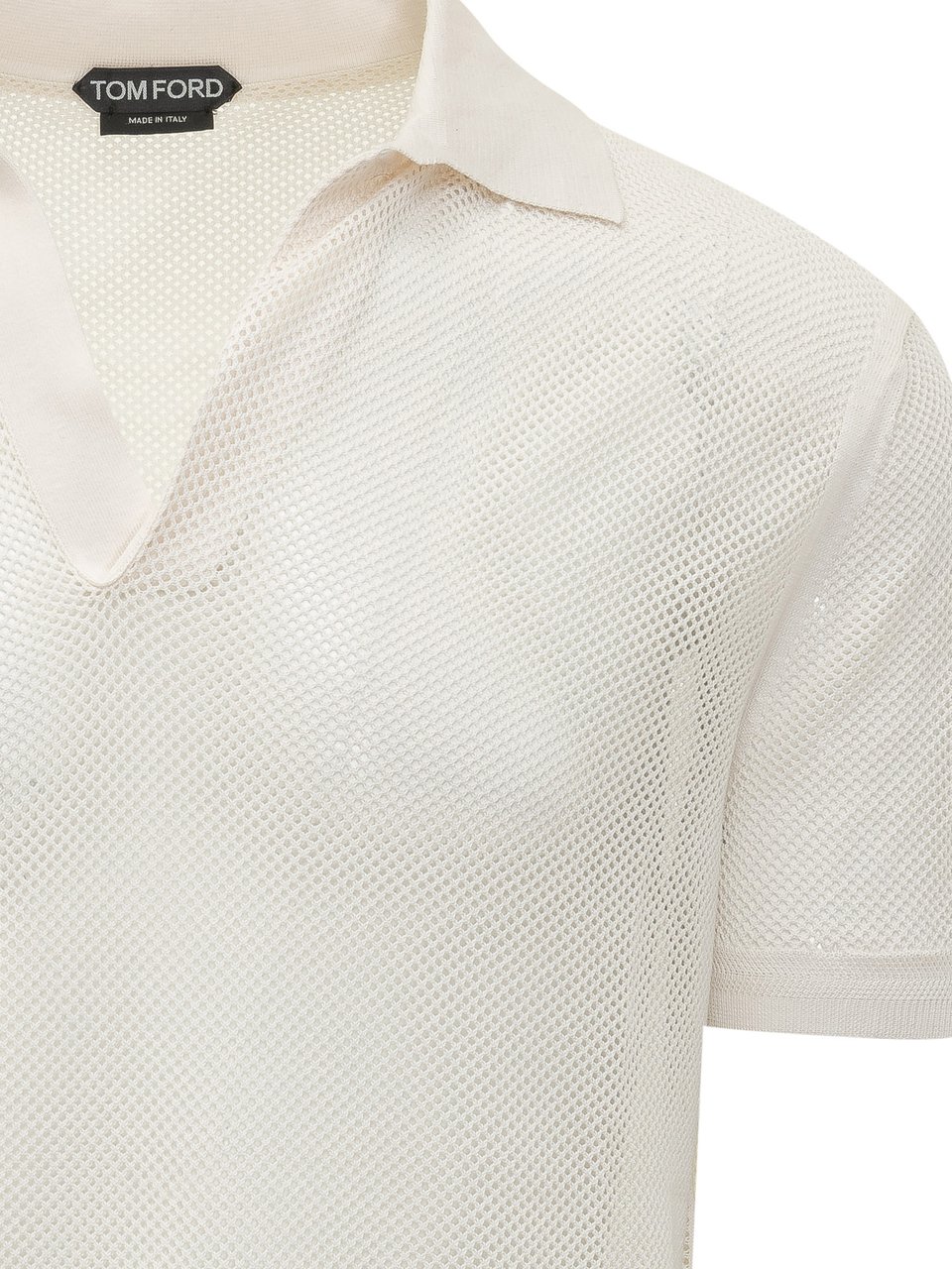 Tom Ford Polo Senza Bottoni a Maniche Corte Wit