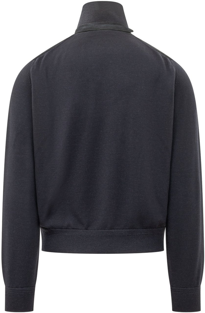 Tom Ford Giacca Full Zip con Collo Alto Donkergrijs