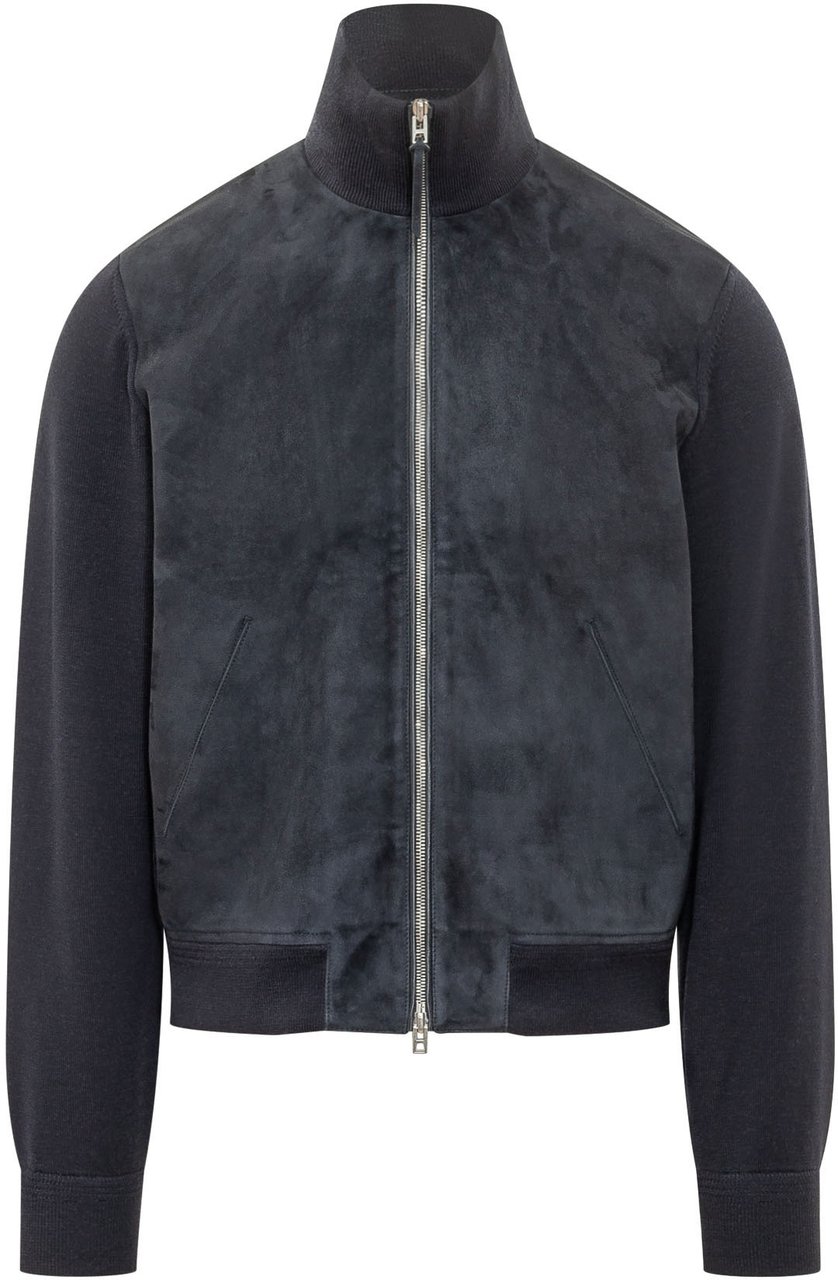 Tom Ford Giacca Full Zip con Collo Alto Donkergrijs