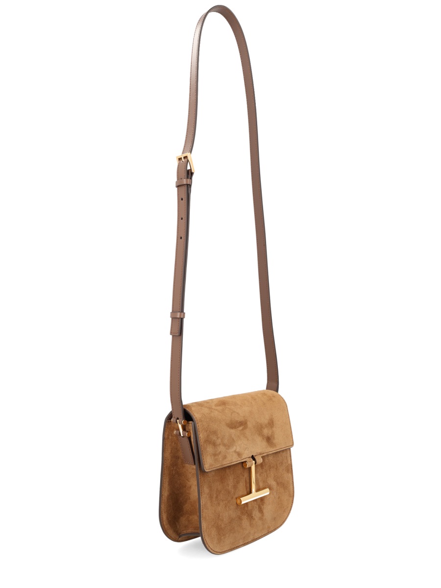 Tom Ford Neutrals Mini Tara Suede Clasp Shoulder Bag Bruin