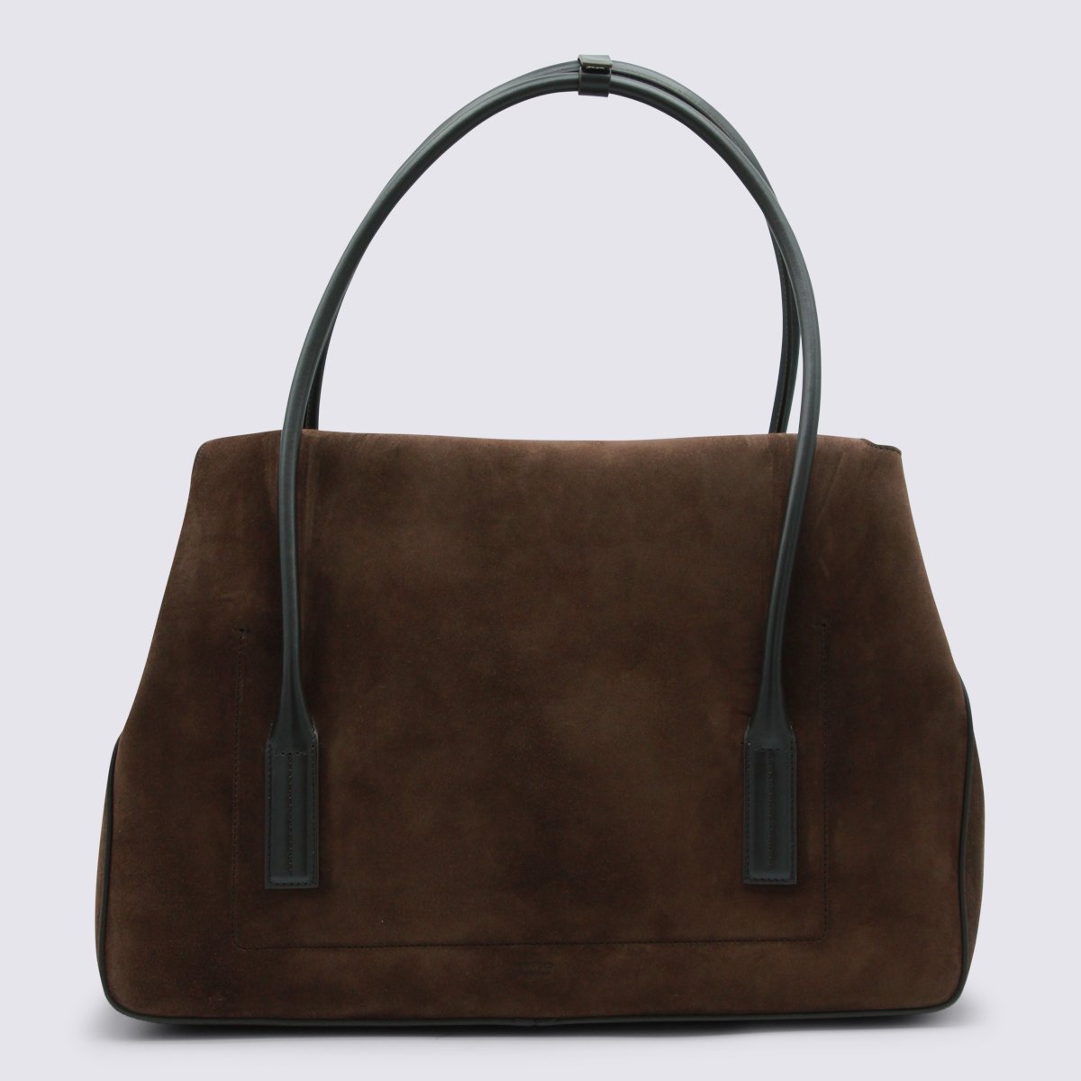 Tom Ford Dark Brown Suede Handbag With Leather Accents And Padlock Detail Bruin