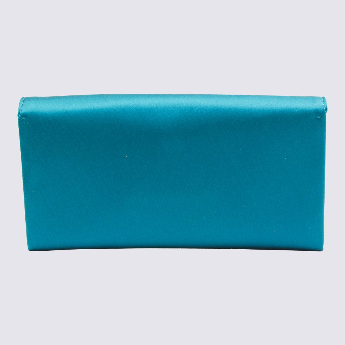 Tom Ford Teal Satin Clutch Bag With Gold-Tone Closure Blauw