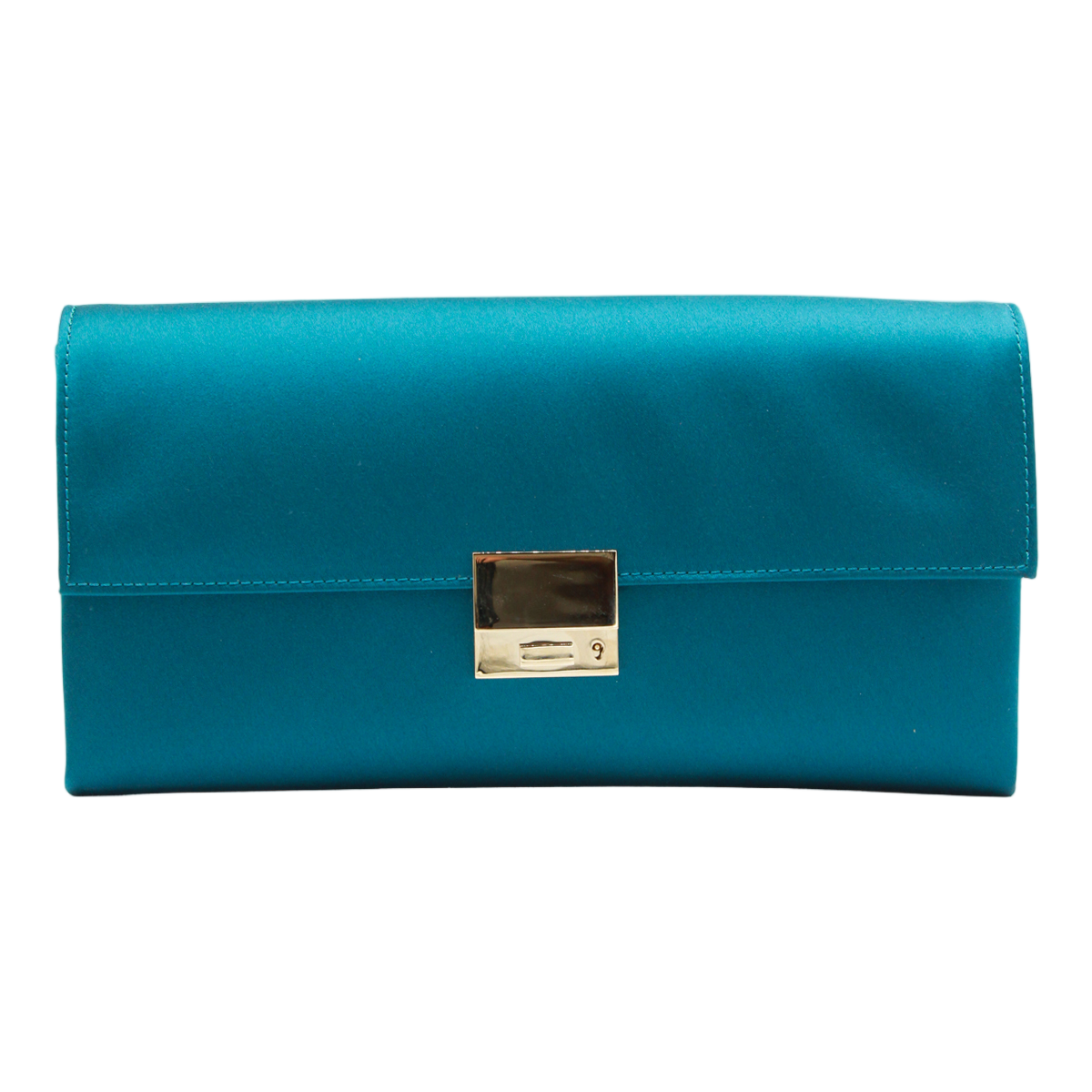 Tom Ford Teal Satin Clutch Bag With Gold-Tone Closure Blauw