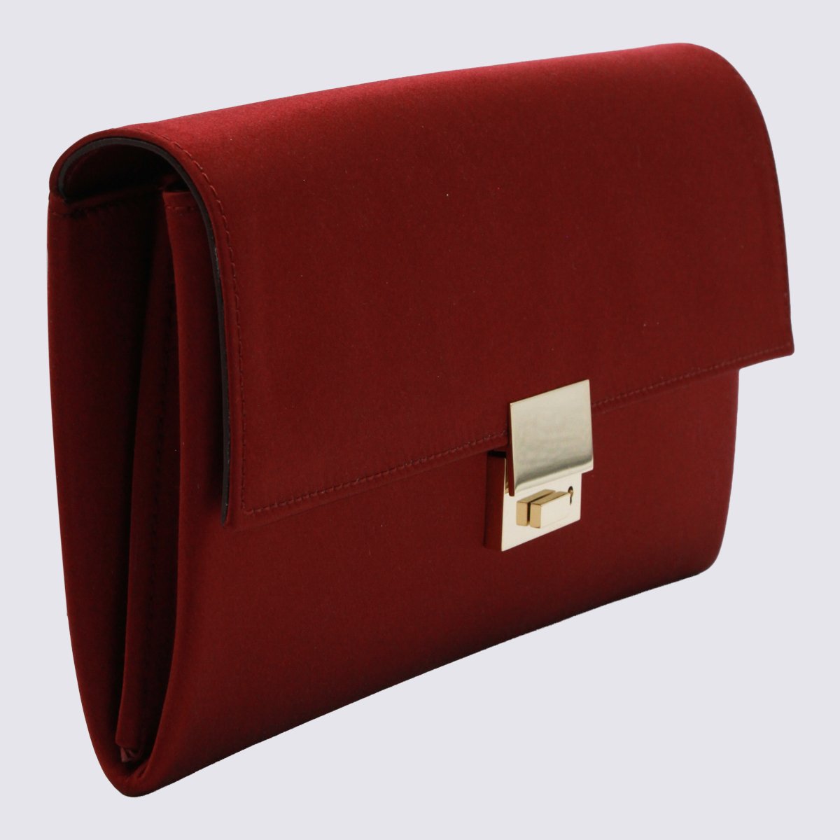 Tom Ford Rectangular Clutch Bag With Smooth Red Exterior And Metallic Clasp Zwart