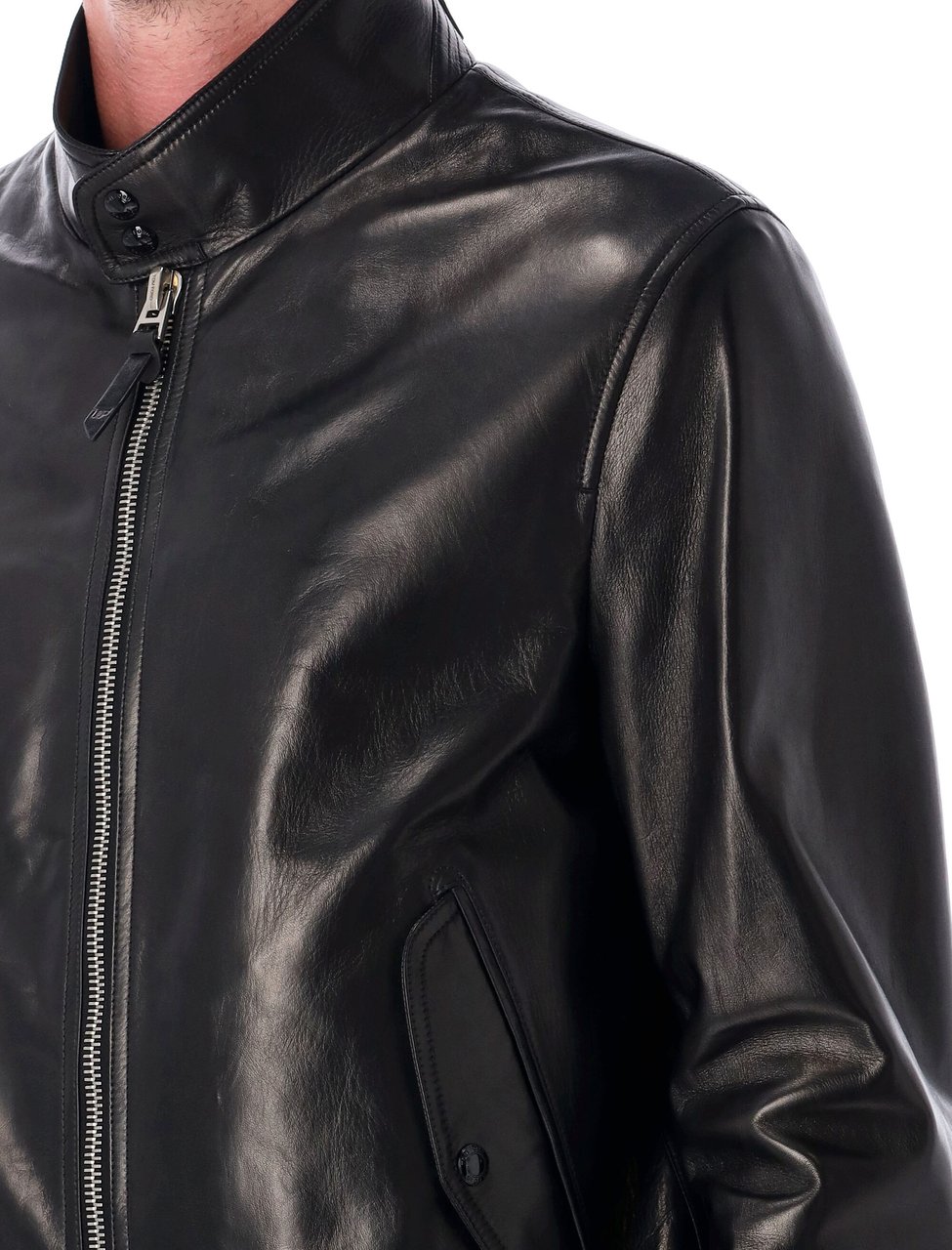 Tom Ford Harrington Leather Jaket Nero Zwart