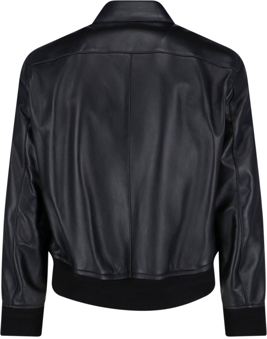 Tom Ford Classic Black Lamb Leather Jacket with Zip Closure Zwart