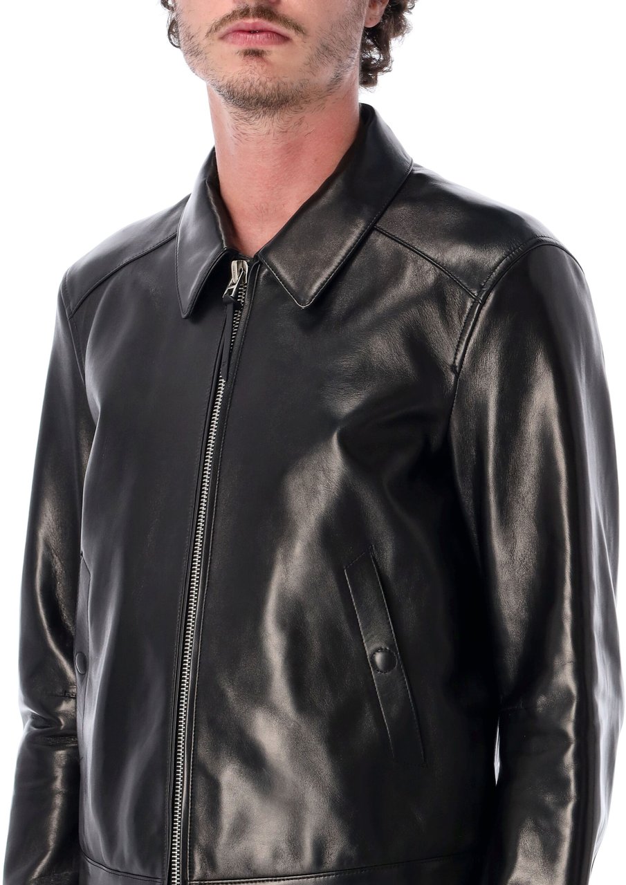 Tom Ford Nappa Grain Leather Collar Blouson Nero Zwart
