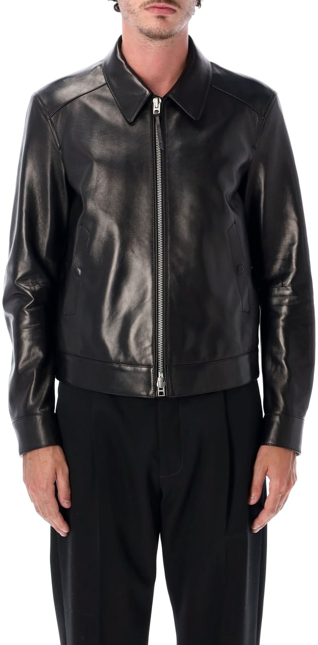 Tom Ford Nappa Grain Leather Collar Blouson Nero Zwart