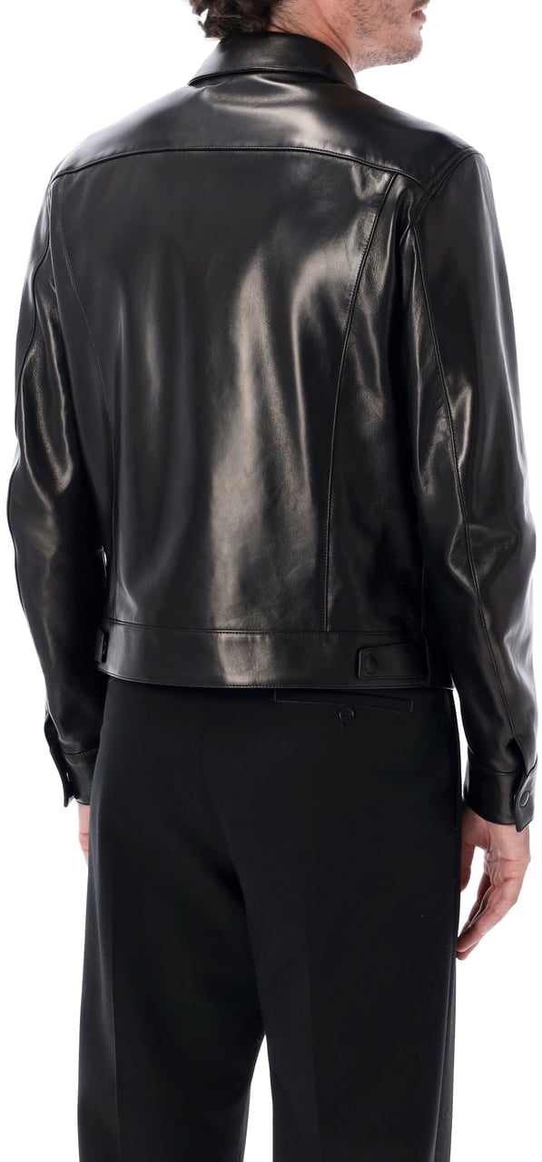Tom Ford Nappa Grain Leather Collar Blouson Nero Zwart
