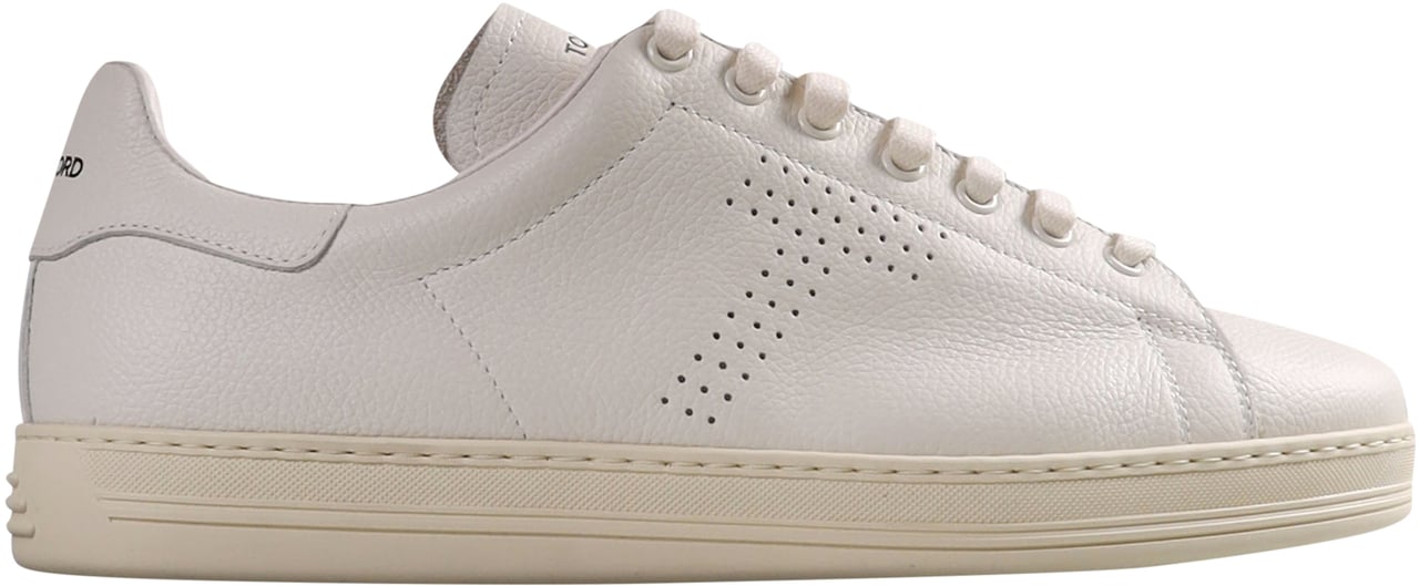Tom Ford Warwick sneaker van generfd leer, wit Wit