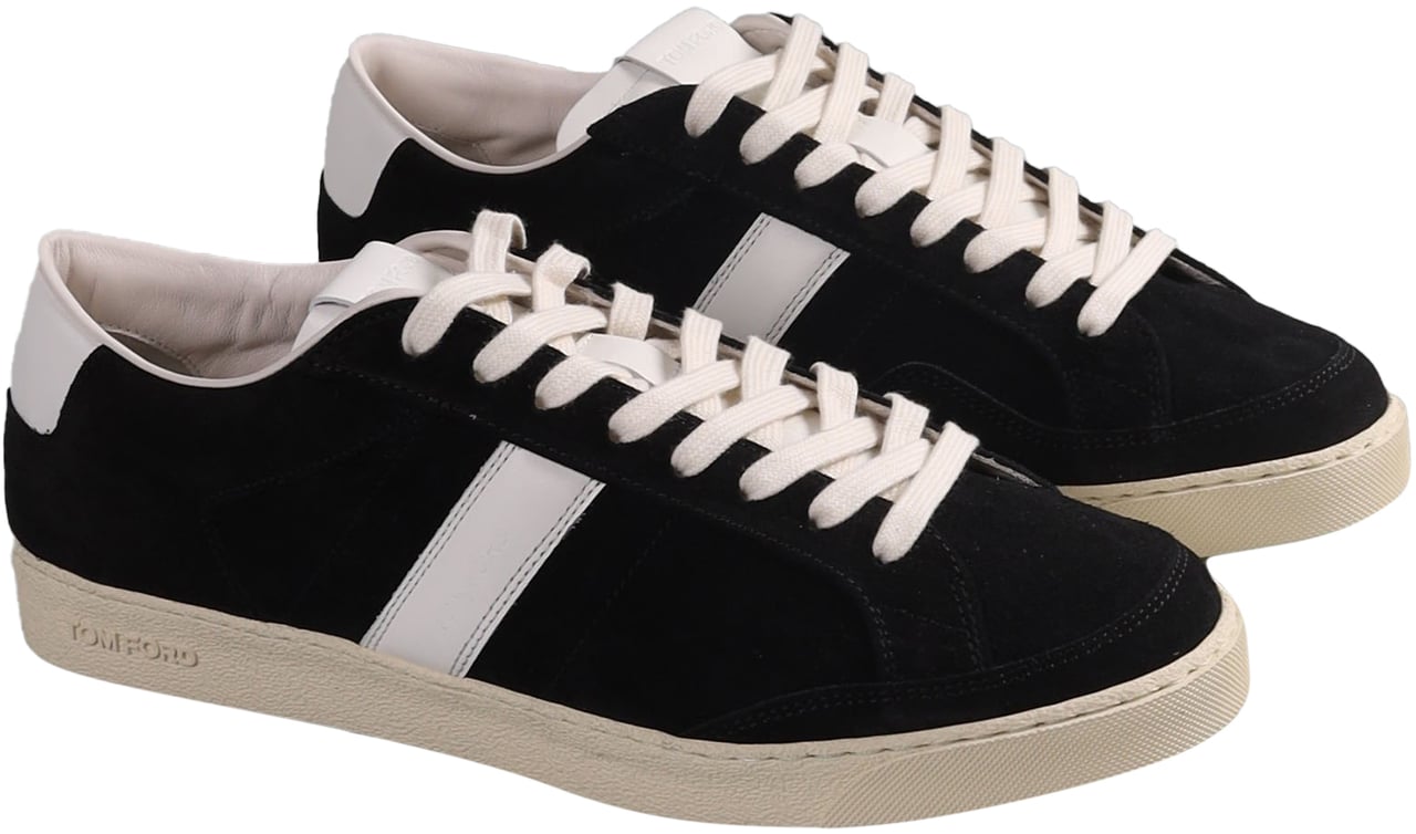 Tom Ford suede low top sneaker black Zwart