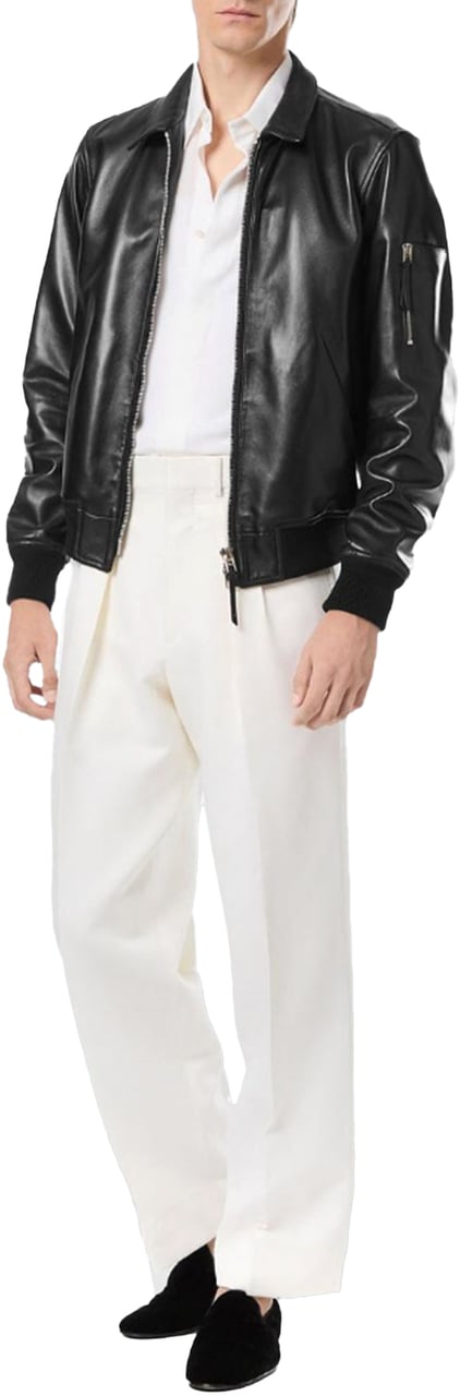 Tom Ford soft nappa longe collar blouson Zwart