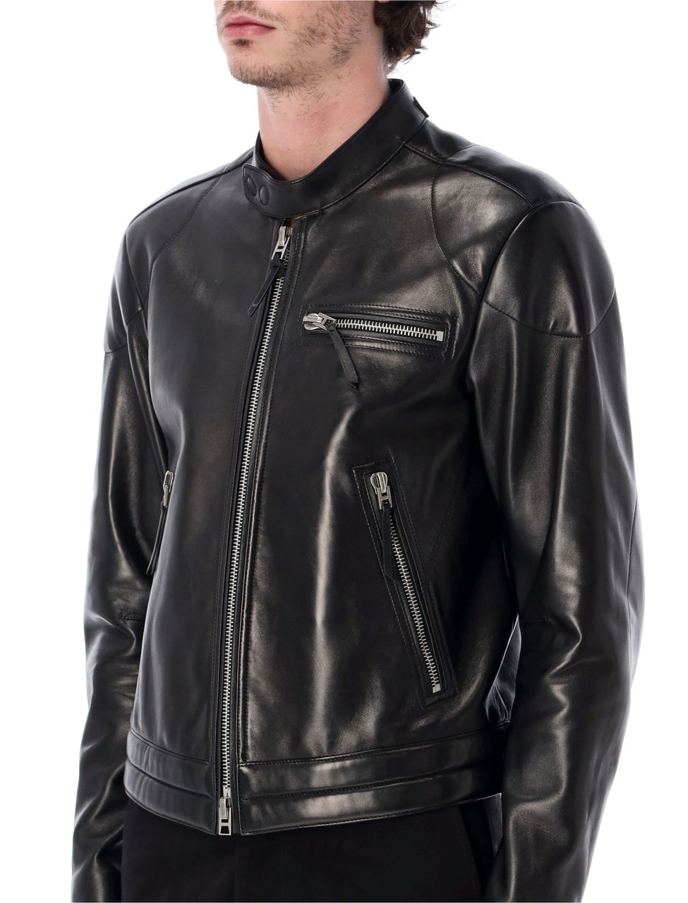 Tom Ford Leather Biker Nero Zwart