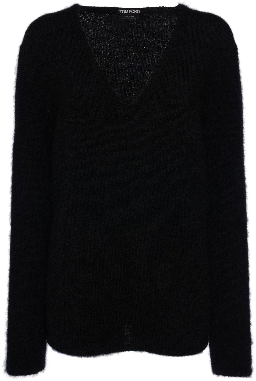 Tom Ford Black sweater with versatile V-neck Zwart