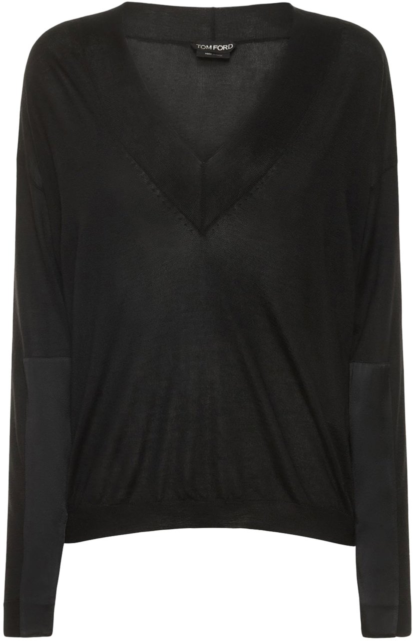 Tom Ford Elegant long-sleeve shirt with V-neck Zwart