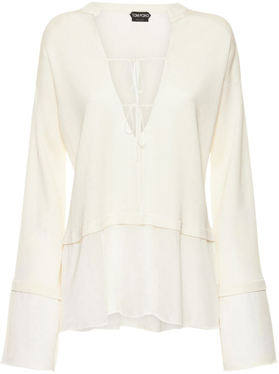 Tom Ford Light white blouse with V-neck Wit