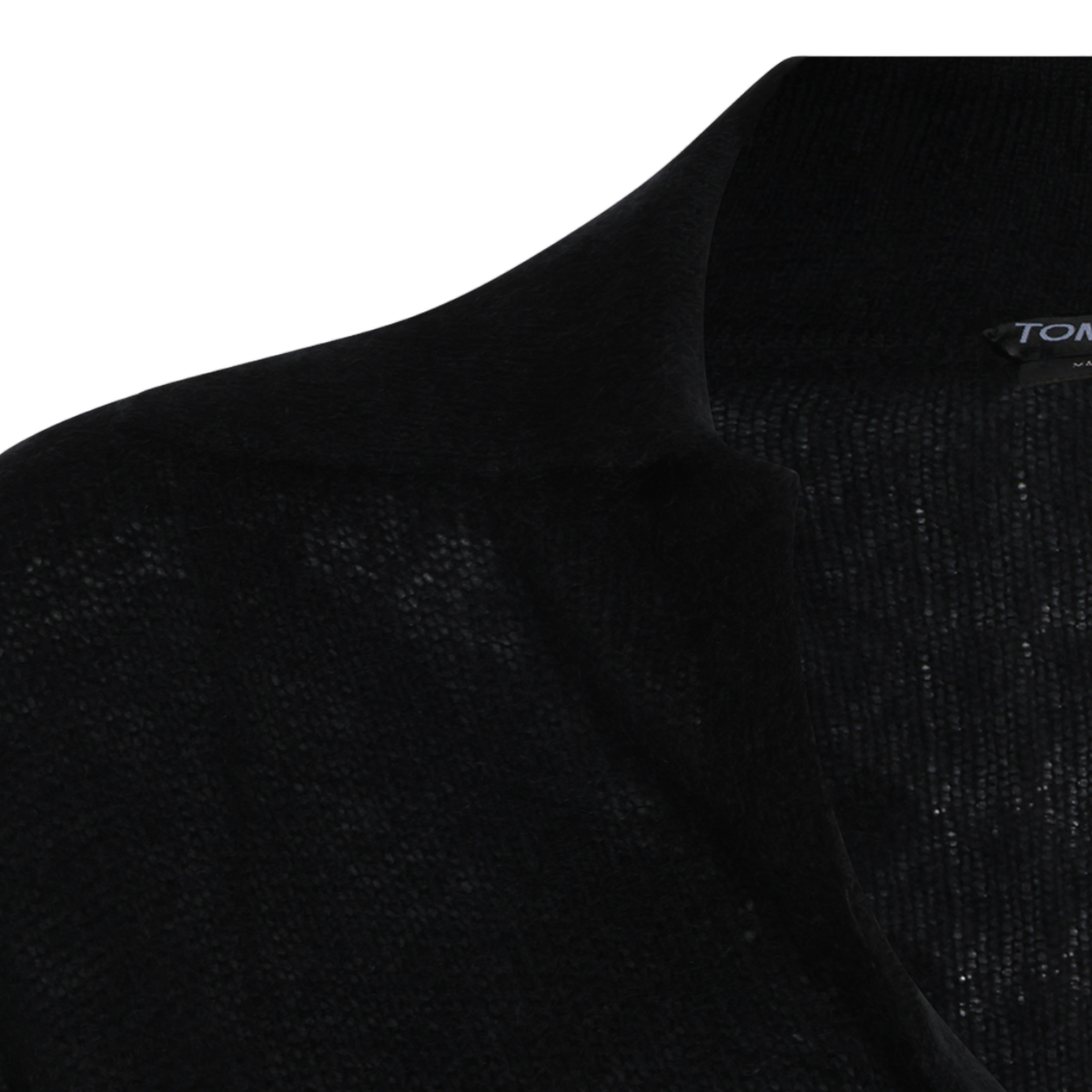 Tom Ford Long-Sleeve Top With Deep V-Neckline And Ribbed Details Zwart