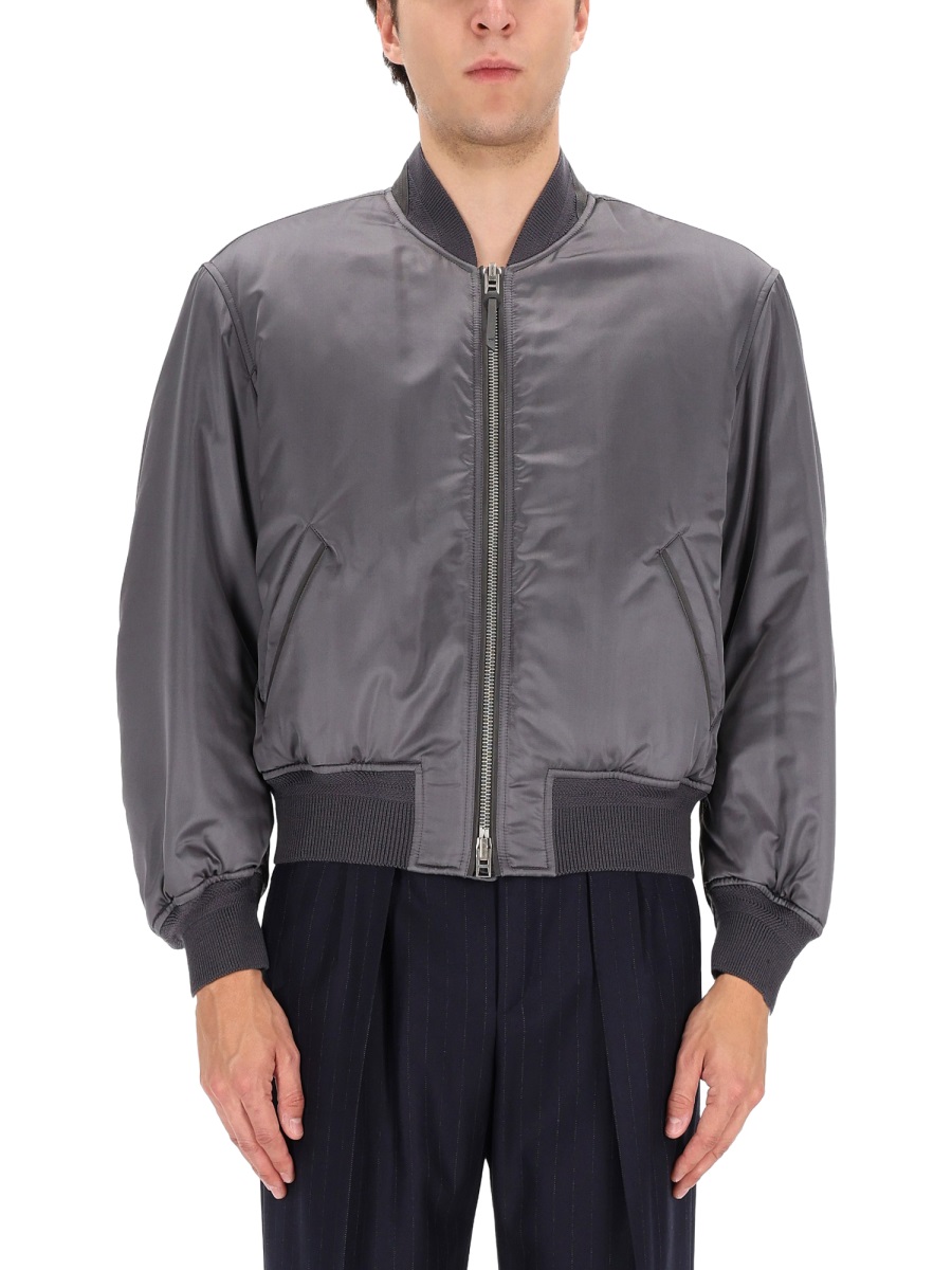 Tom Ford Silk Oversized Bomber Jacket Grijs