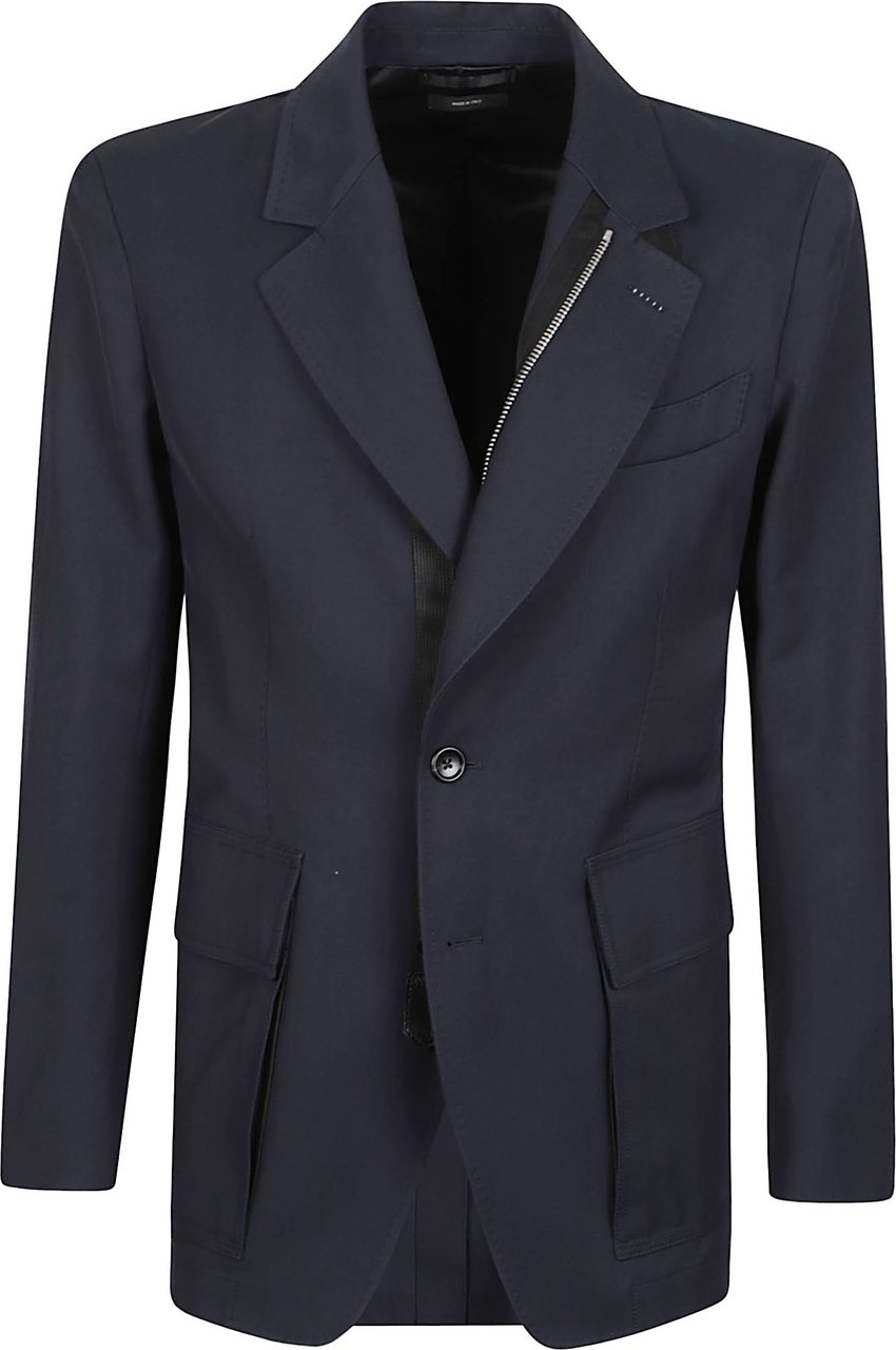 Tom Ford High Density Twill Sartorial Zip Blazer Blue Blauw