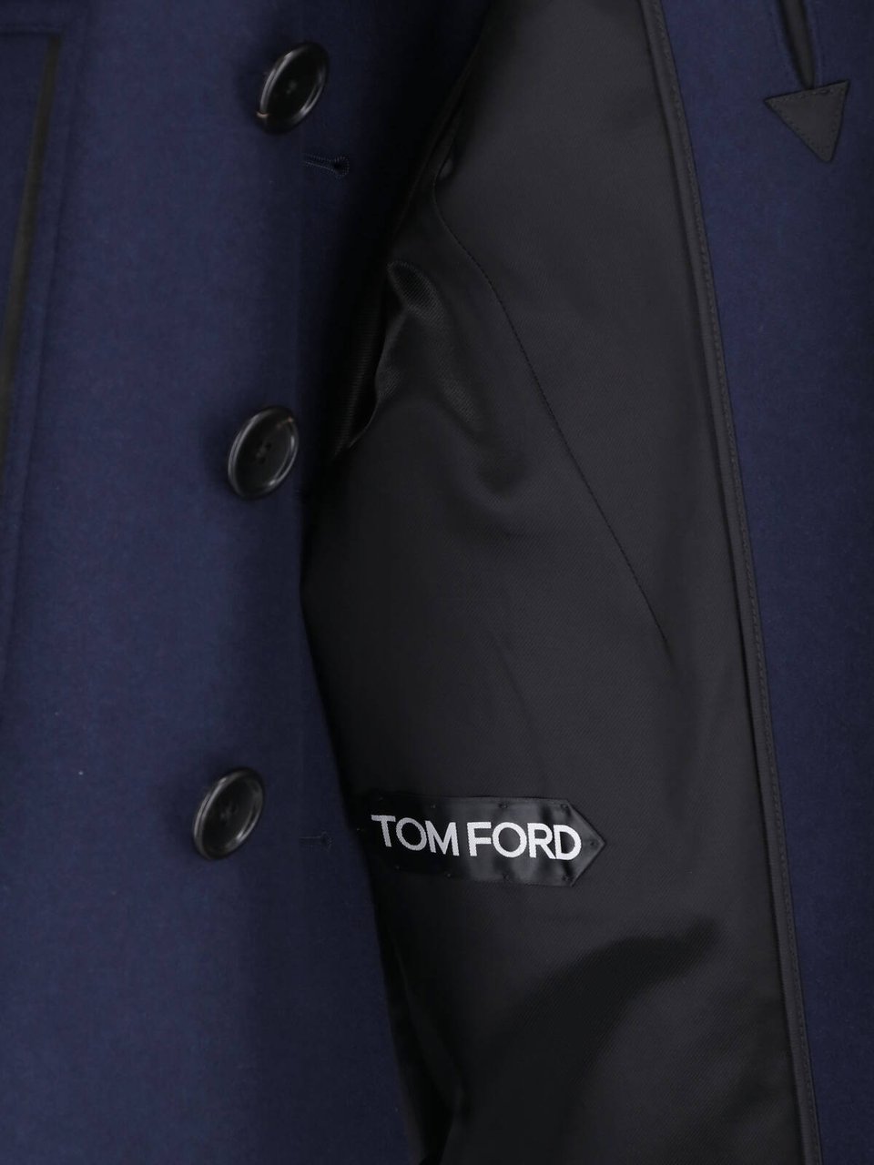 Tom Ford Double-Breasted Wool Coat With Classic Lapels And Structured Silhouette Blauw