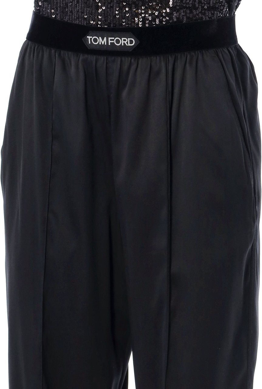 Tom Ford Logo Band Pijama Pant Nero Zwart