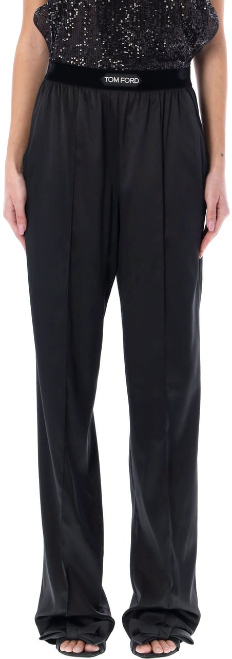 Tom Ford Logo Band Pijama Pant Nero Zwart