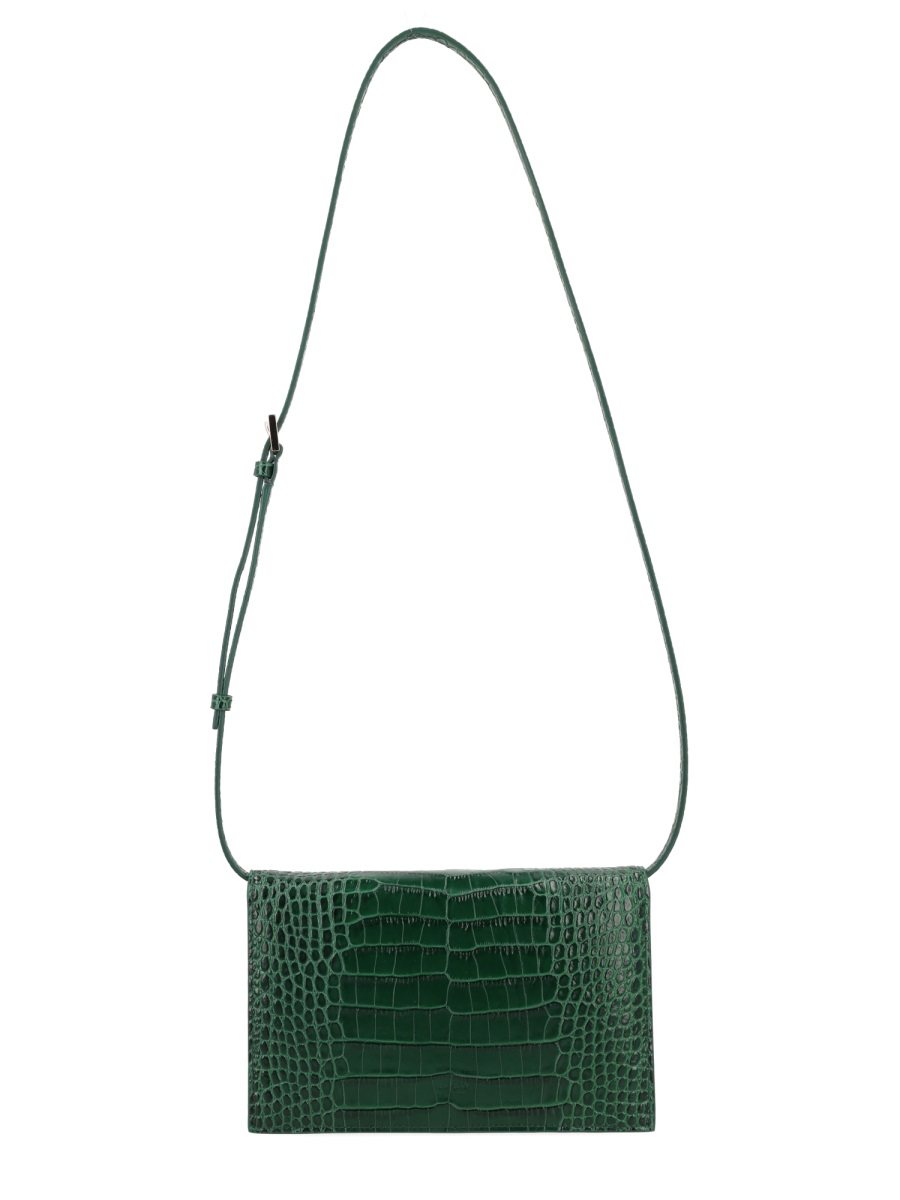 Tom Ford Crocodile Embossed Leather Mini Shoulder Bag Zwart