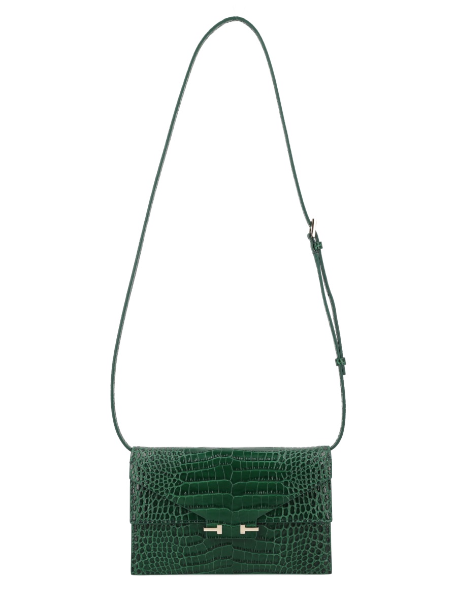 Tom Ford Crocodile Embossed Leather Mini Shoulder Bag Zwart