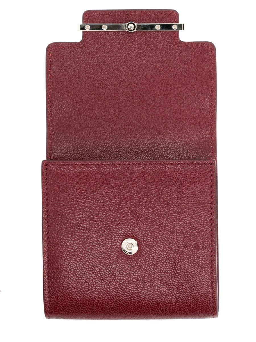 Tom Ford Burgundy Flap Silver Bar Leather Wallet Maroon