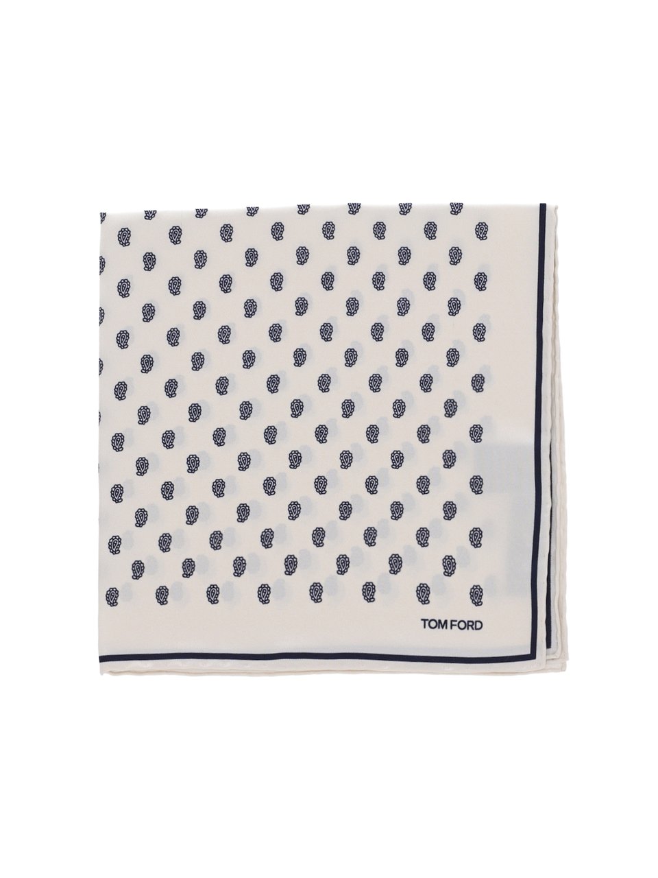 Tom Ford All-Over Print Pocket Square – White Wit