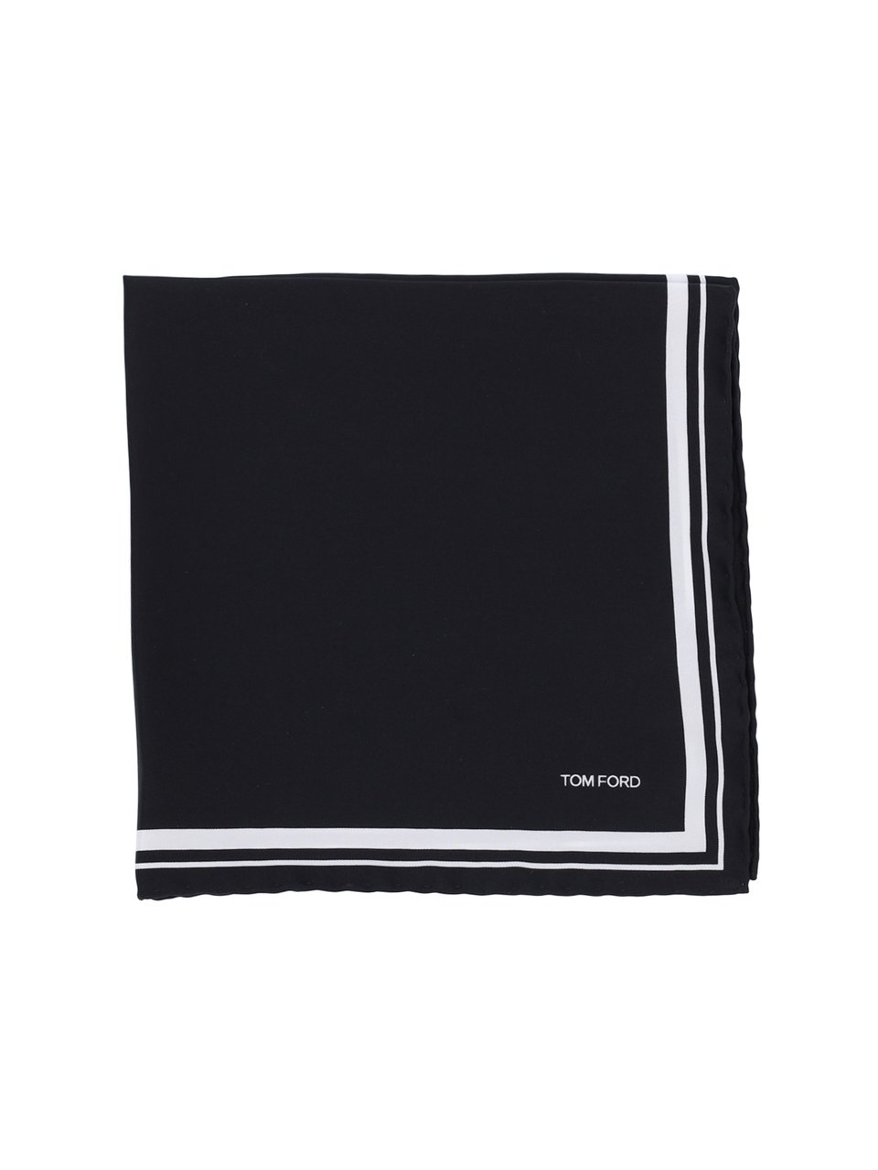 Tom Ford Contrast Detail Pocket Square – Black Zwart