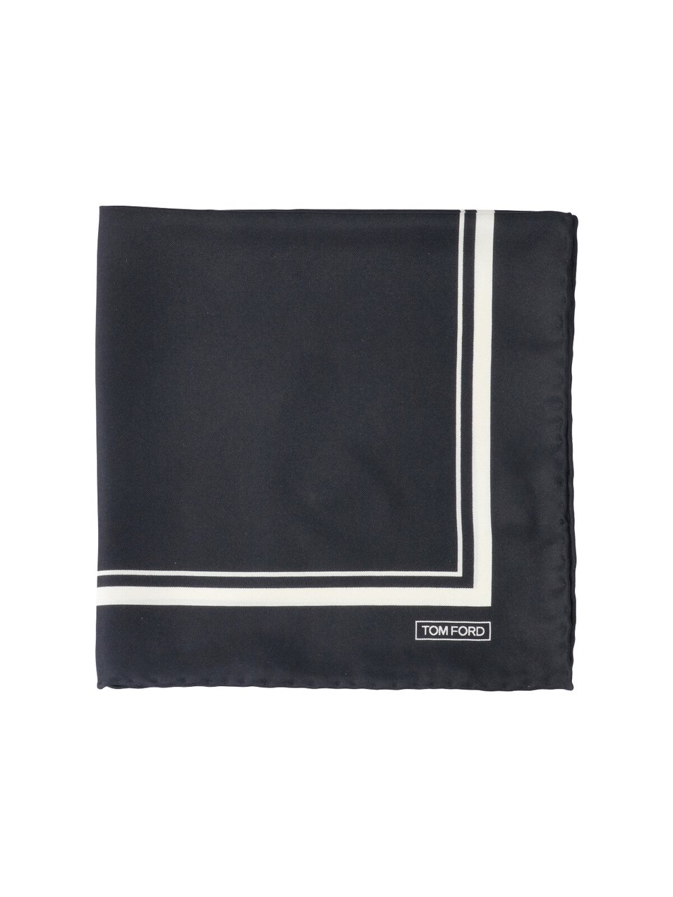 Tom Ford Rectangular Black Scarf with Contrasting Double-Lined Border Zwart