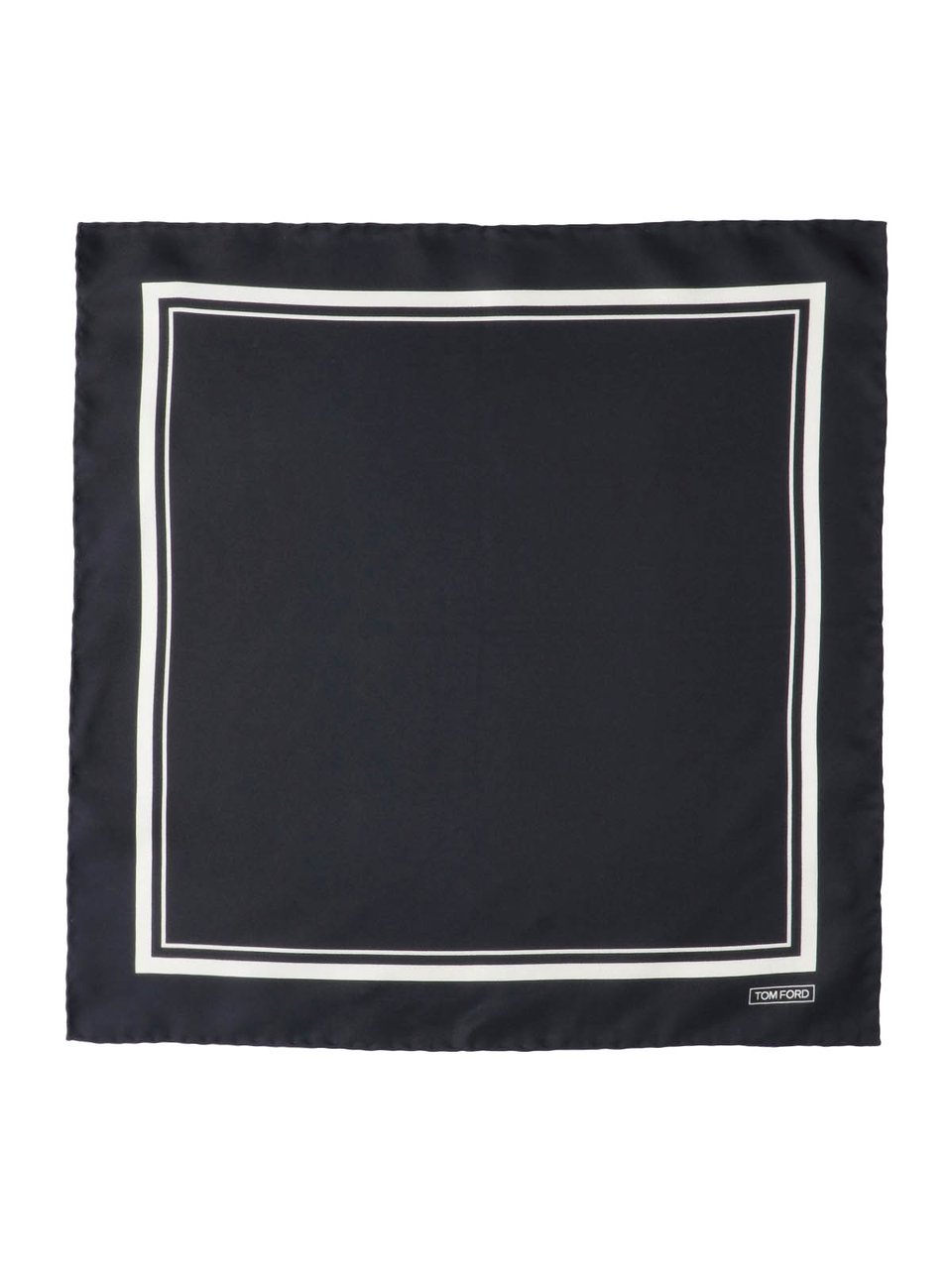 Tom Ford Rectangular Black Scarf with Contrasting Double-Lined Border Zwart