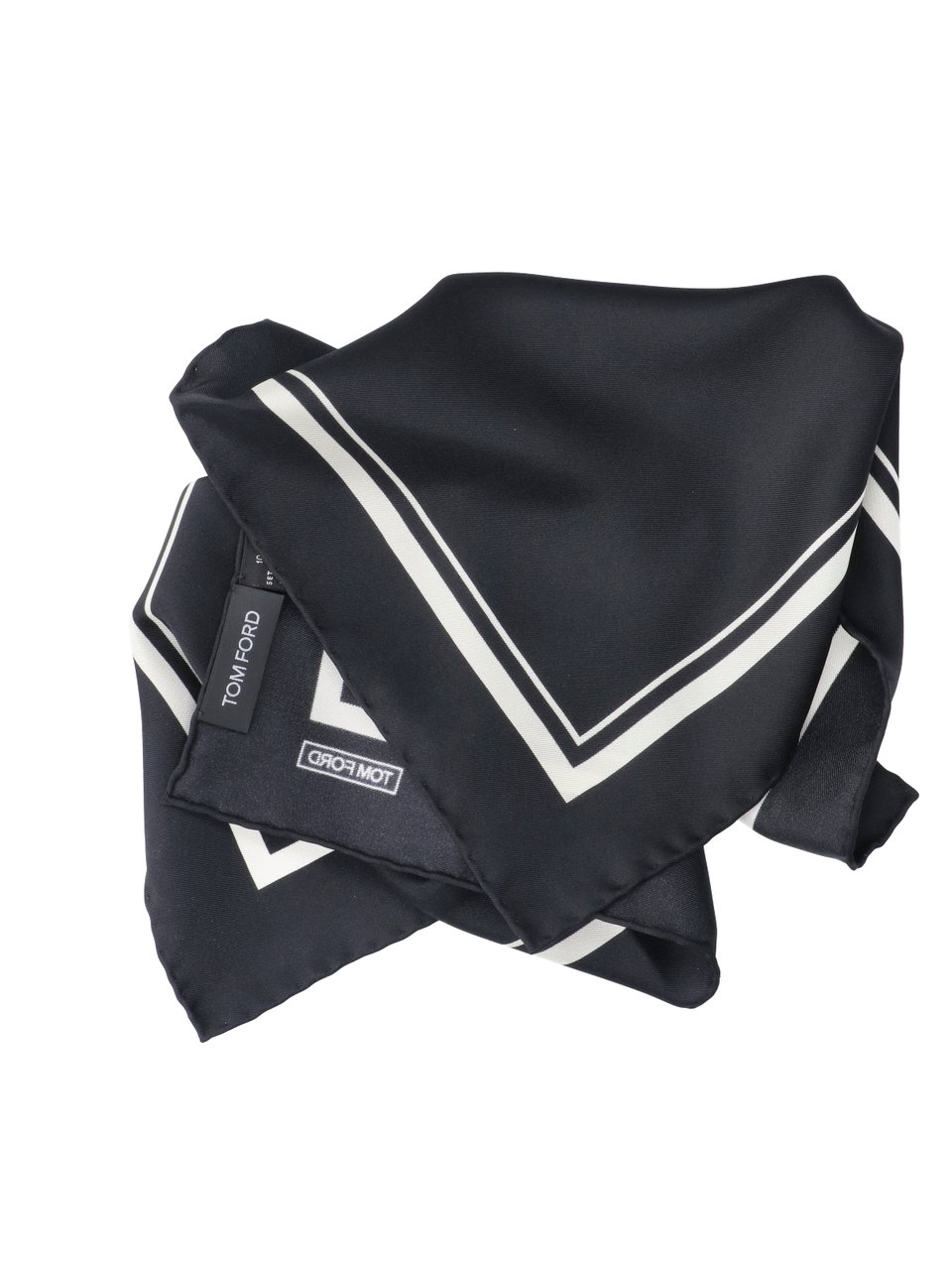 Tom Ford Rectangular Black Scarf with Contrasting Double-Lined Border Zwart