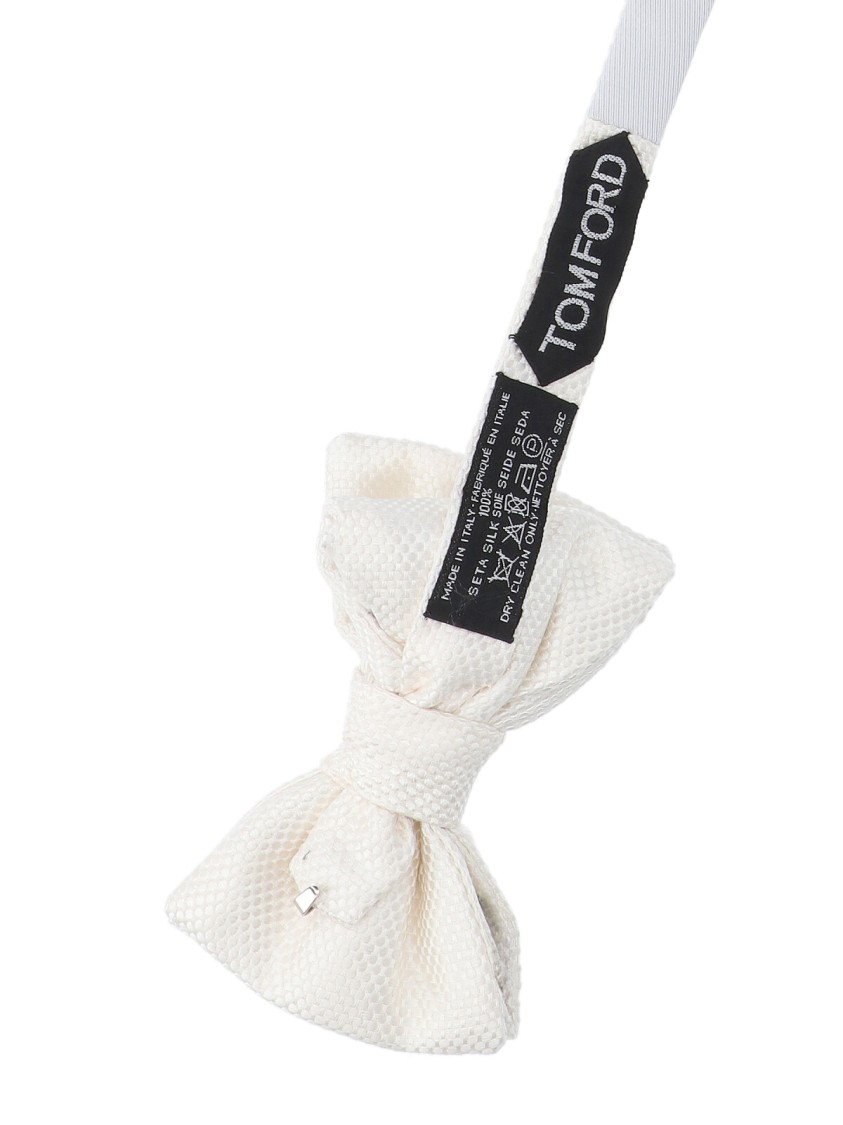 Tom Ford Silk Bow Tie White Wit