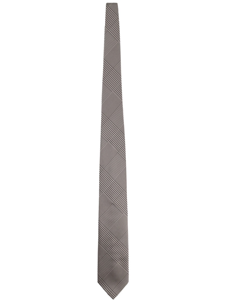 Tom Ford Printed Silk Checked Pointed Tip Tie Neutraal