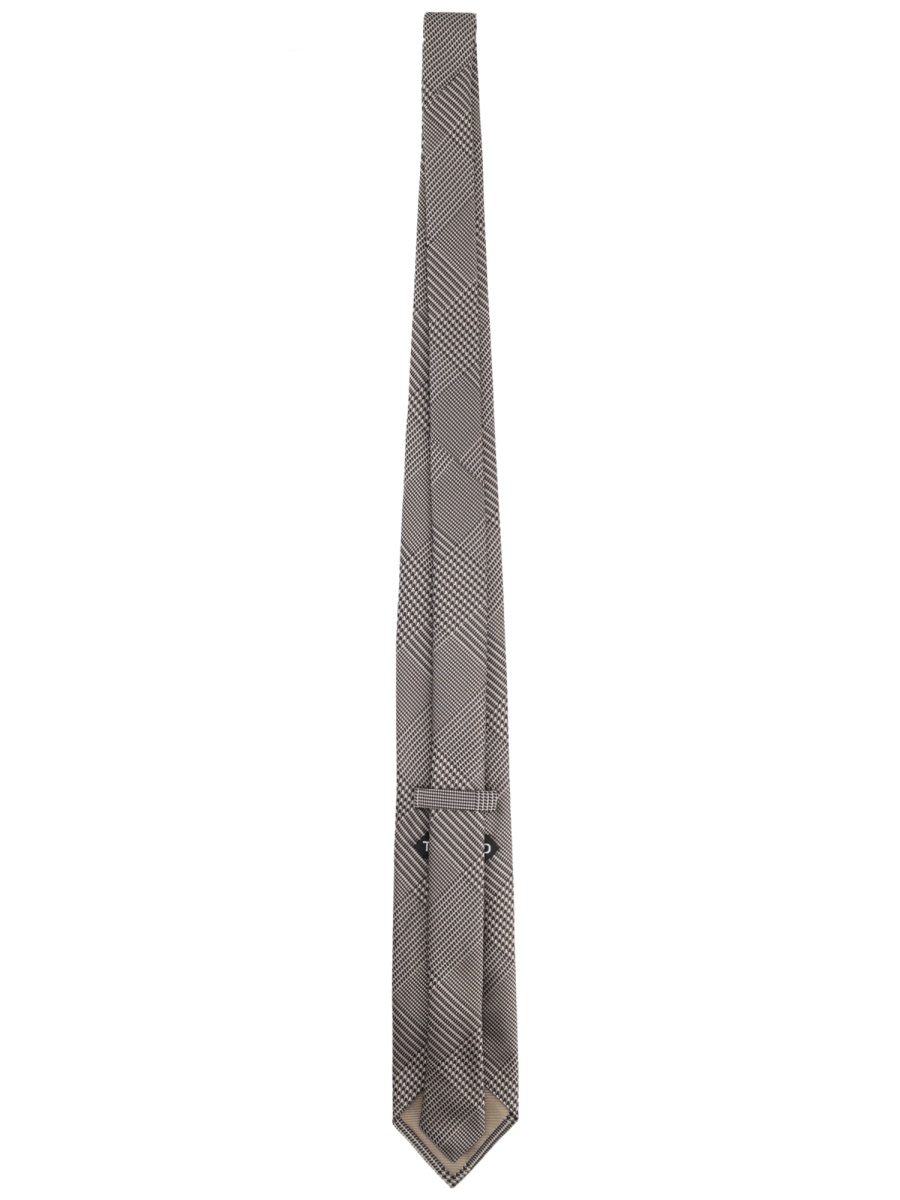 Tom Ford Printed Silk Checked Pointed Tip Tie Neutraal