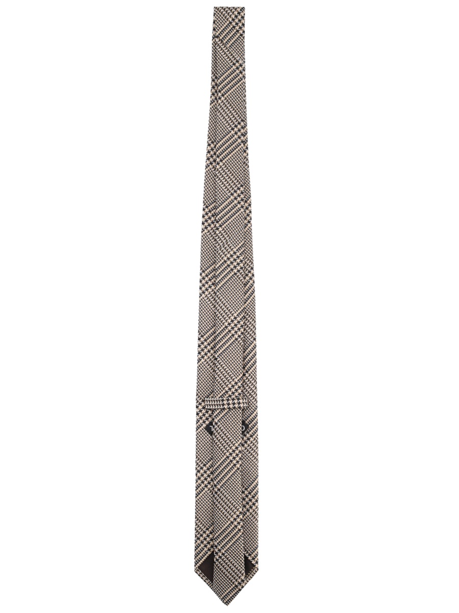Tom Ford Neutrals Classic Checkered Silk Tie Roze