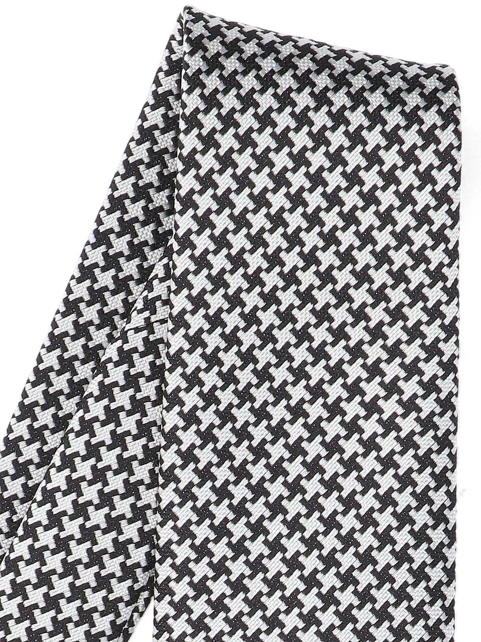 Tom Ford Houndstooth Pattern Necktie With Textured Fabric Grijs