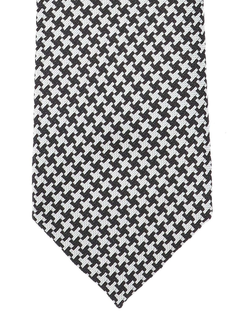 Tom Ford Houndstooth Pattern Necktie With Textured Fabric Grijs