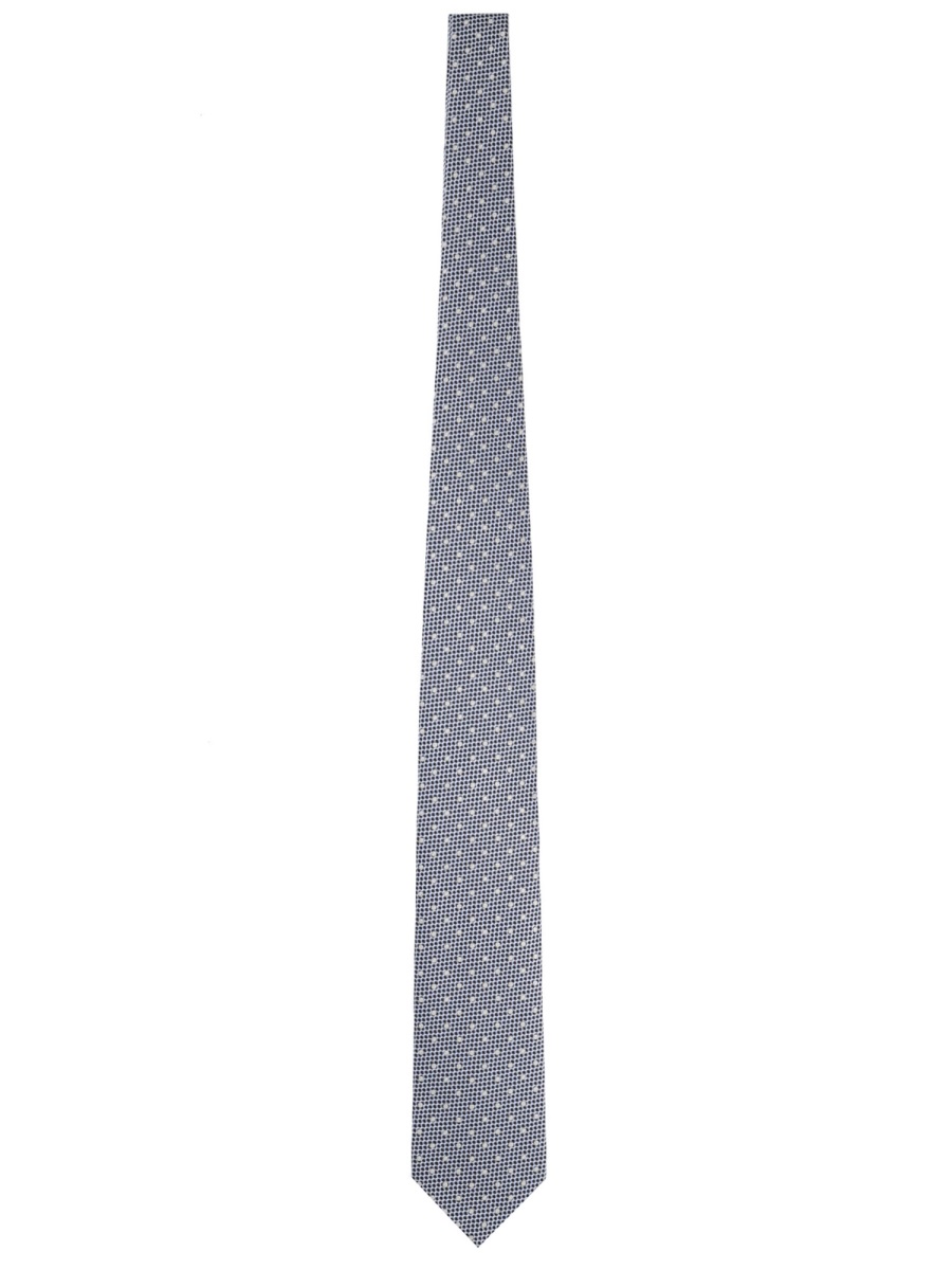 Tom Ford Subtle Geometric Print Silk Blend Tie Grijs