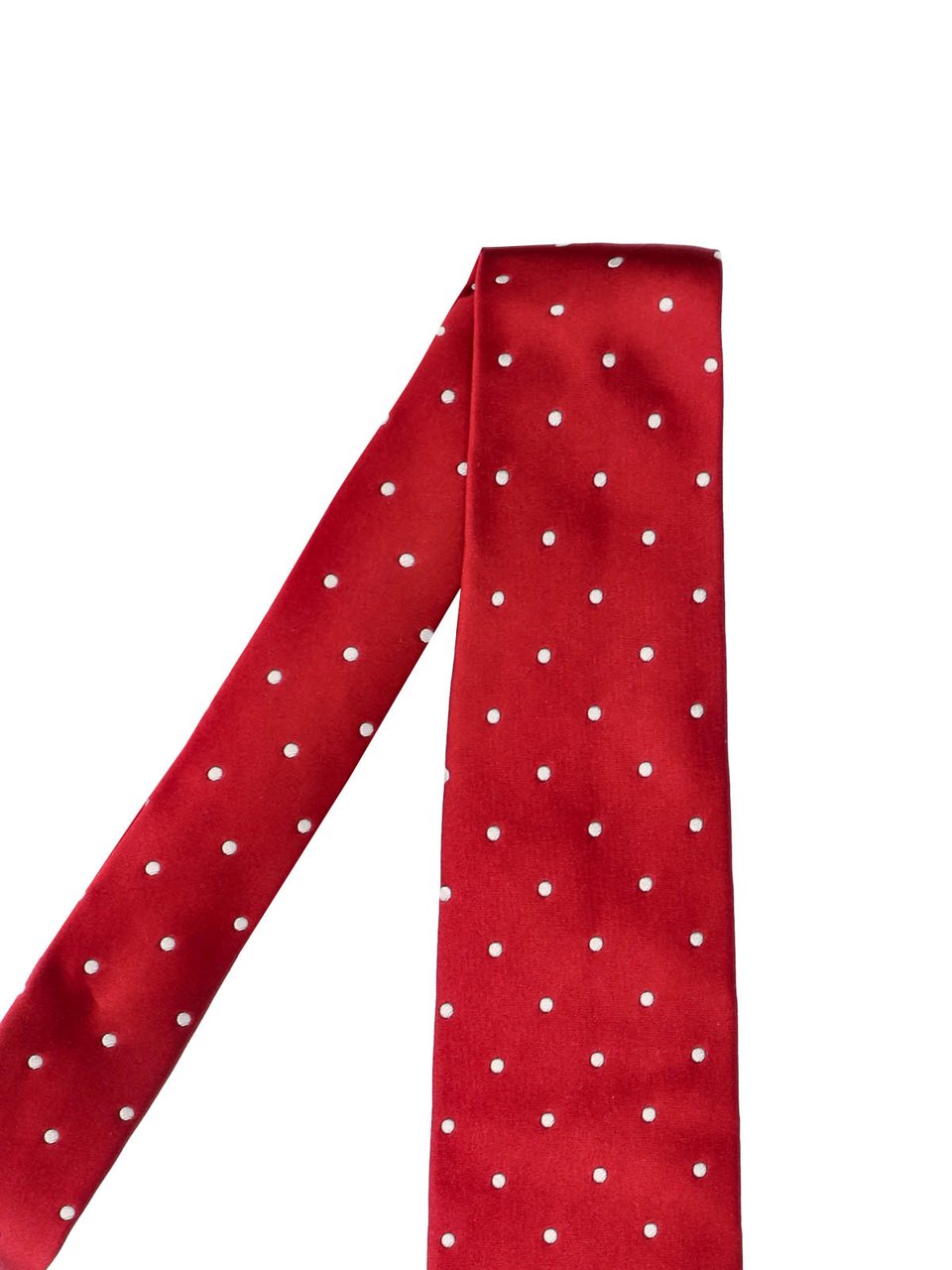 Tom Ford Sleek Narrow Red Tie with Polka Dot Pattern Rood