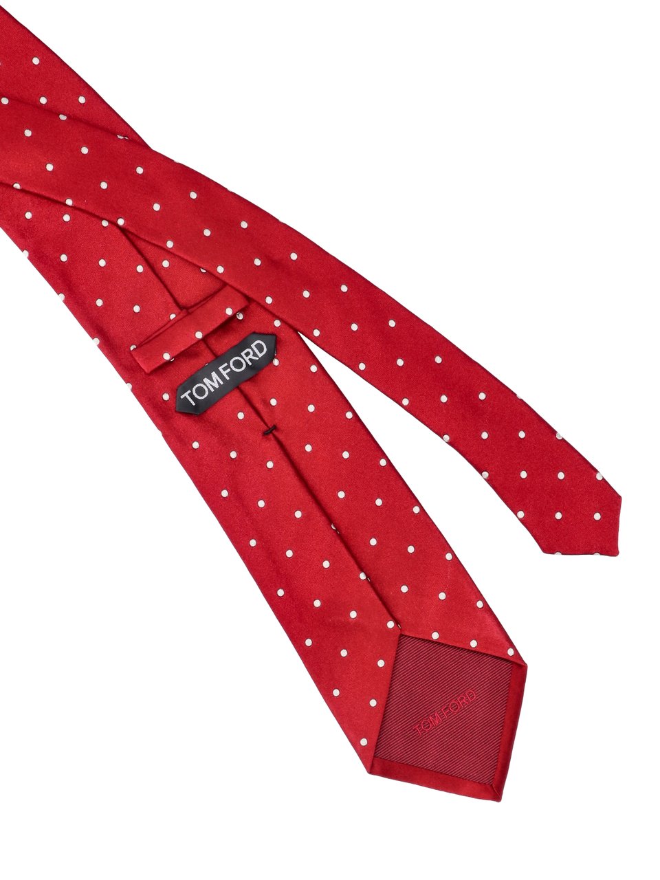 Tom Ford Sleek Narrow Red Tie with Polka Dot Pattern Rood