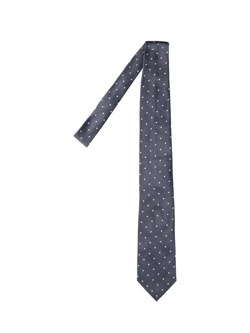 Tom Ford Polka Dot-Patterned Dark Tie with Tapered Design Blauw