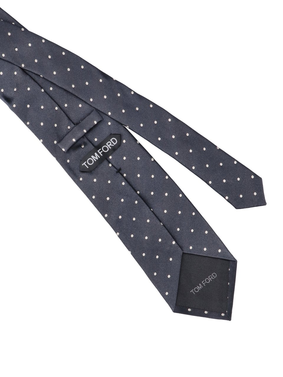 Tom Ford Polka Dot-Patterned Dark Tie with Tapered Design Blauw
