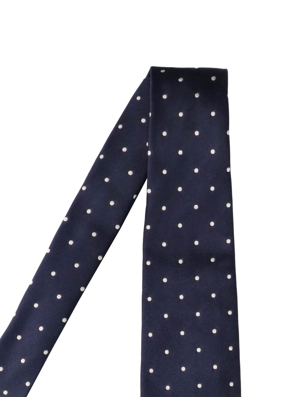 Tom Ford Narrow Navy Tie with White Polka Dots Blauw