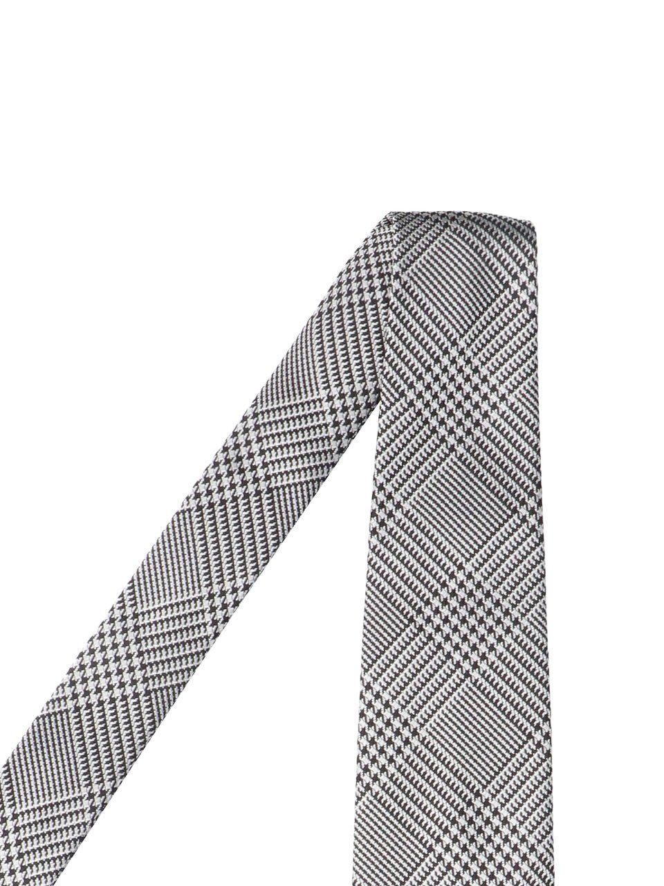Tom Ford Checkered Silver Mulberry Silk Tie Zilver
